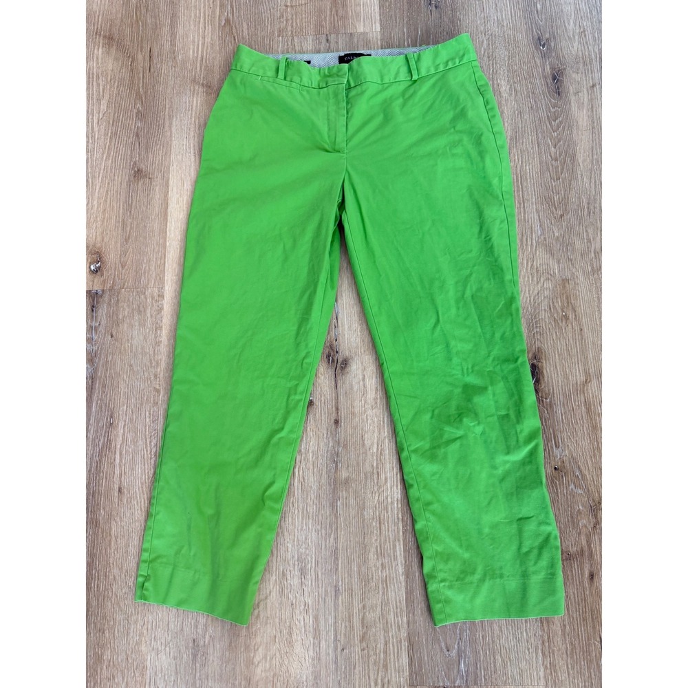 Talbots Preppy Chino Pants Women 8 Green Cotton Blend Straight Leg Mid Rise